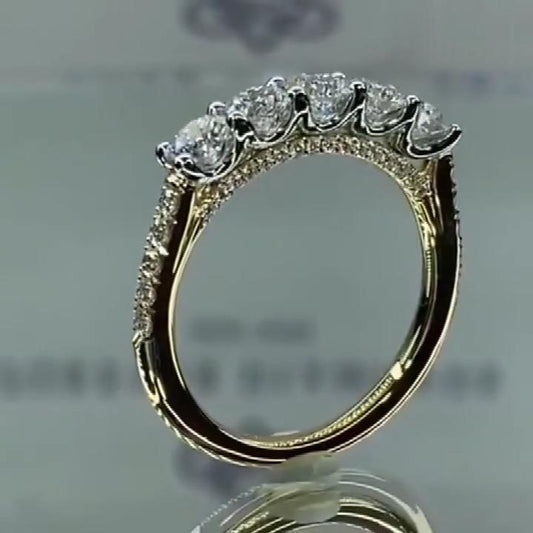 Fien™ | Bague de mariage 5 pierres rondes