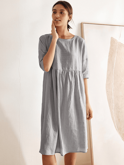 Clémence™ | Midikleid aus Leinen in A-Linie