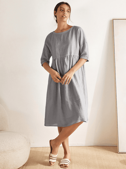 Clémence™ | Midikleid aus Leinen in A-Linie