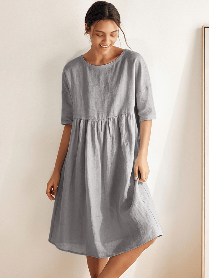 Clémence™ | Midikleid aus Leinen in A-Linie