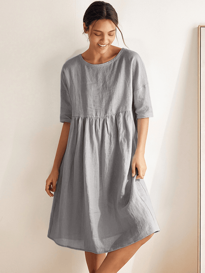 Clémence™ | Midikleid aus Leinen in A-Linie