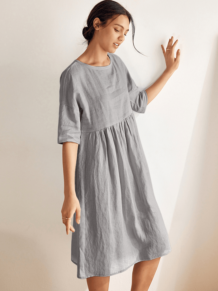 Clémence™ | Midikleid aus Leinen in A-Linie