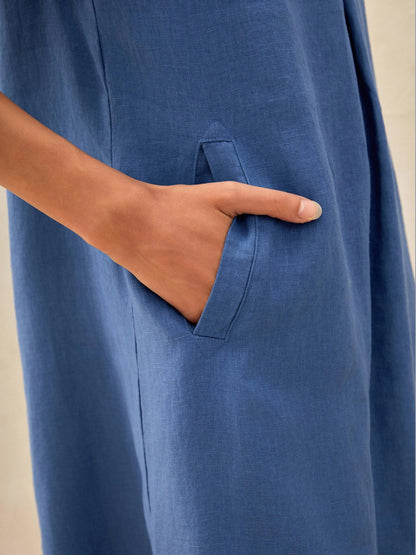Cléo™ | Midi-Leinenkleid mit Schalkragen