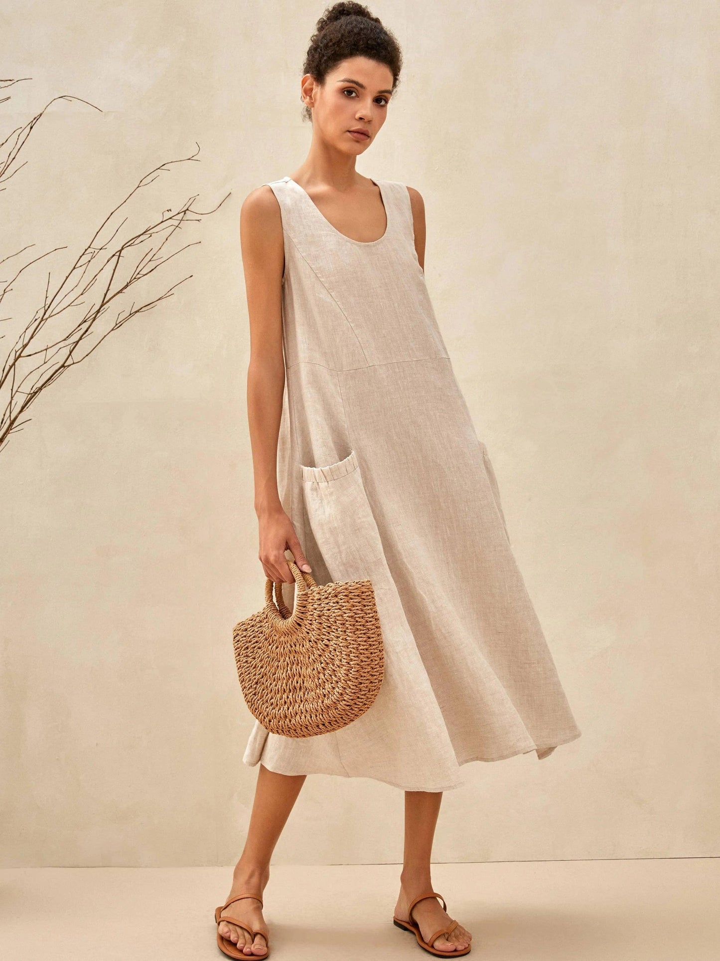 Amandine™ | Robe de plage en lin coupe évasée