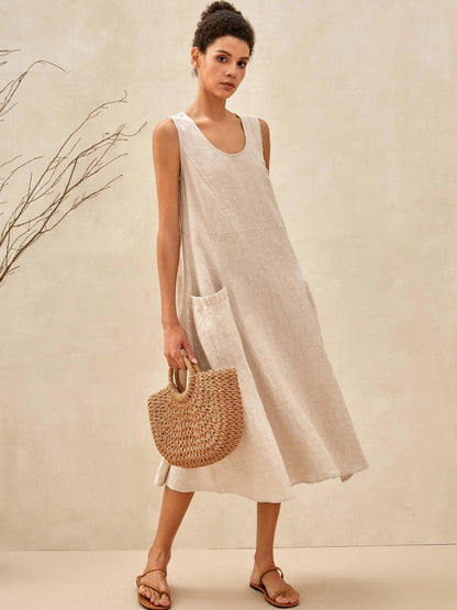Amandine™ | Robe de plage en lin coupe évasée