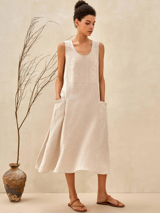 Amandine™ | Robe de plage en lin coupe évasée