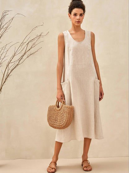 Amandine™ | Robe de plage en lin coupe évasée