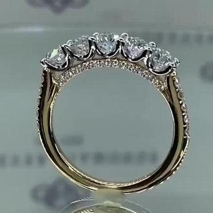 Fien™ | Bague de mariage 5 pierres rondes