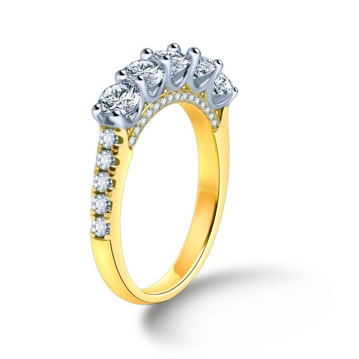 Fien™ | Bague de mariage 5 pierres rondes