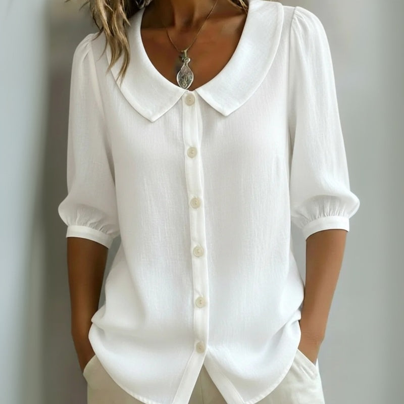Céline™ | Blouse décontractée unie à col arrondi