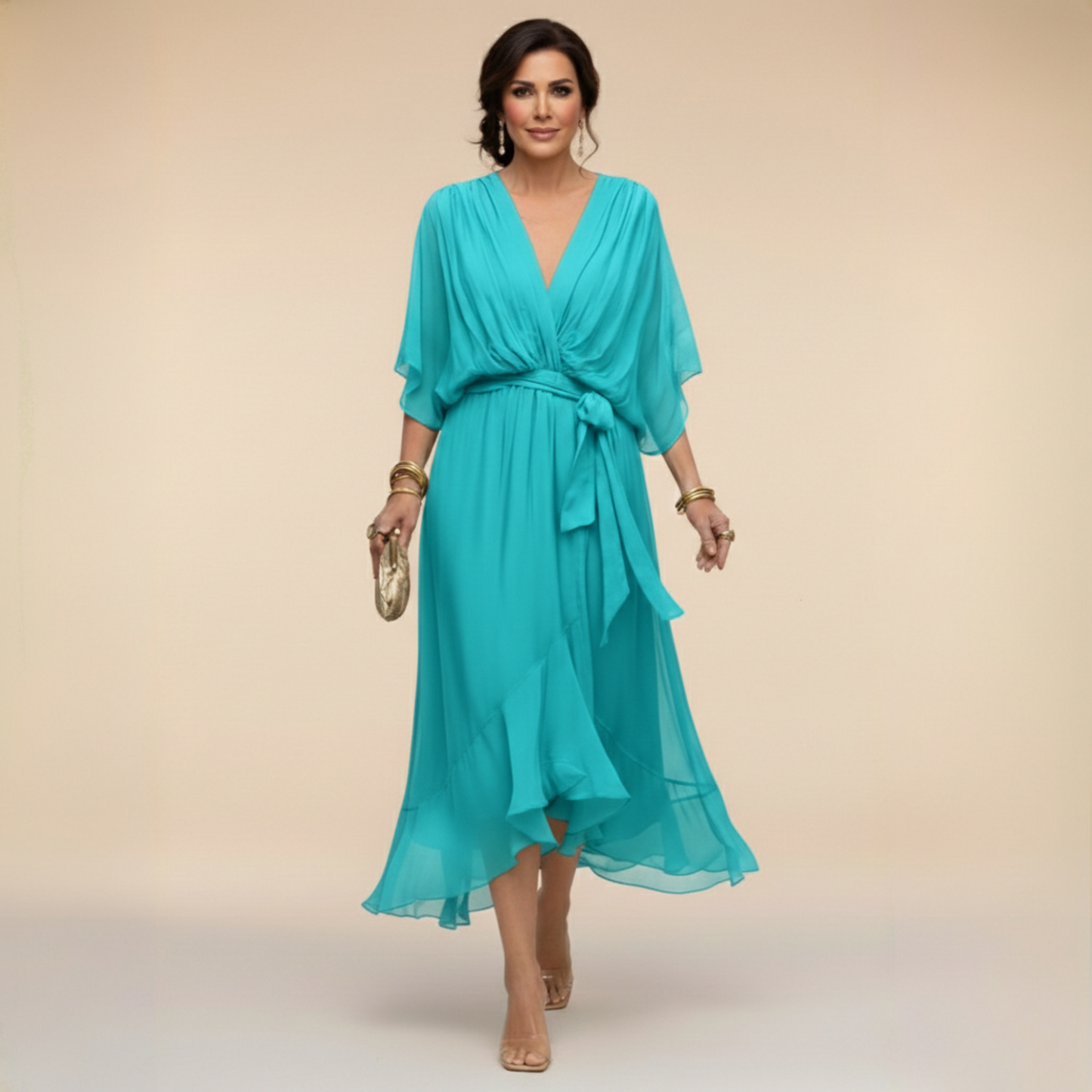 CHRISTA™ | ROBE EN CHIFFON COL V