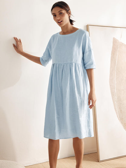 Clémence™ | Midikleid aus Leinen in A-Linie