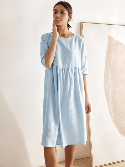 Clémence™ | Midikleid aus Leinen in A-Linie