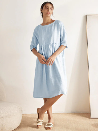 Clémence™ | Midikleid aus Leinen in A-Linie