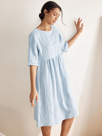 Clémence™ | Midikleid aus Leinen in A-Linie