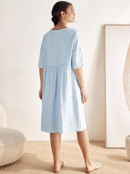 Clémence™ | Midikleid aus Leinen in A-Linie