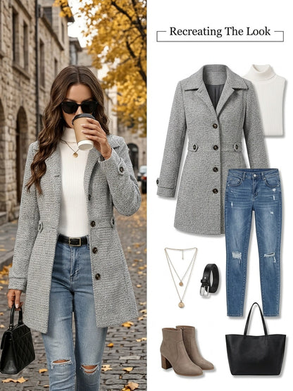 Kendra | Manteau à chevrons cintré à la taille