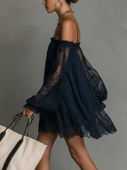 Noemi™ | Mini robe en mousseline épaules dénudées