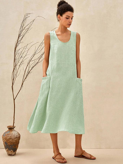 Amandine™ | Robe de plage en lin coupe évasée