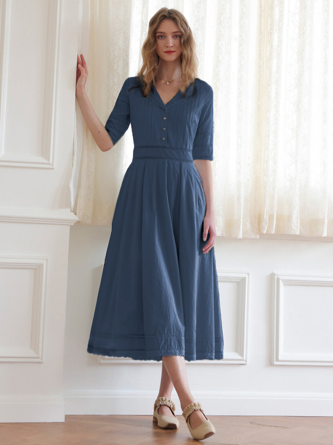 Élise™ | Robe midi en coton