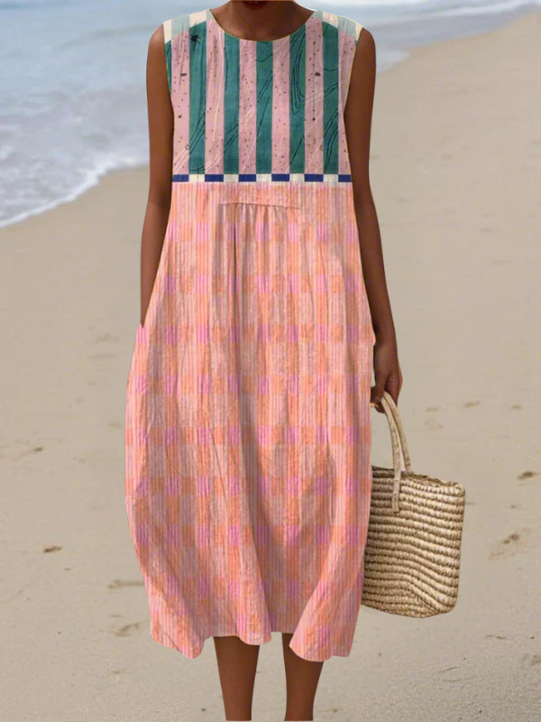 Lily™ Pastell gestreiftes Midikleid