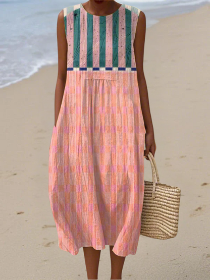 Lily™ Pastell gestreiftes Midikleid