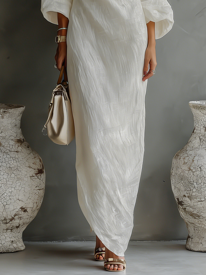 Hannelore™ | Robe Maxi Coton-Lin Épaule Découverte