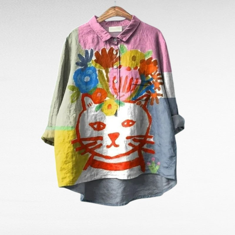 Solène™ | Blouse chat artistique