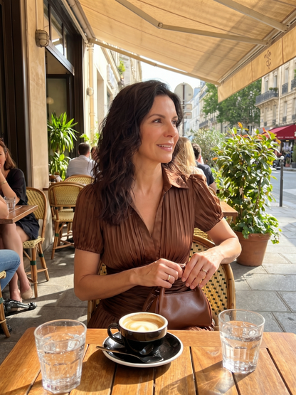 Salma™ | Robe midi rayée plissée