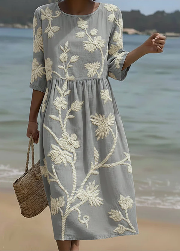 Ysadora™ | Robe midi à imprimé fleurs et plantes