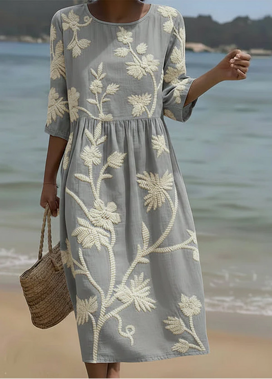 Ysadora™ | Robe midi à imprimé fleurs et plantes