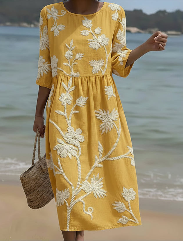 Yassy™ | Robe midi à imprimé fleurs et plantes
