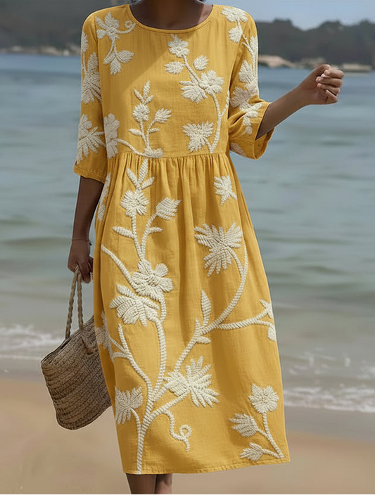 Yassy™ | Robe midi à imprimé fleurs et plantes