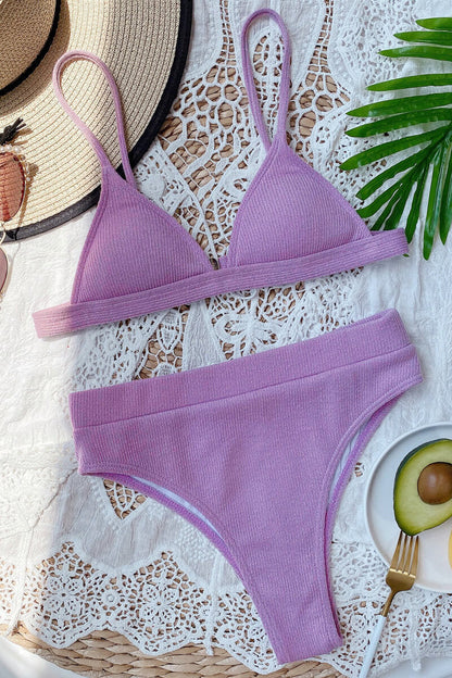 TAHERA™ | Bikini côtelé taille haute