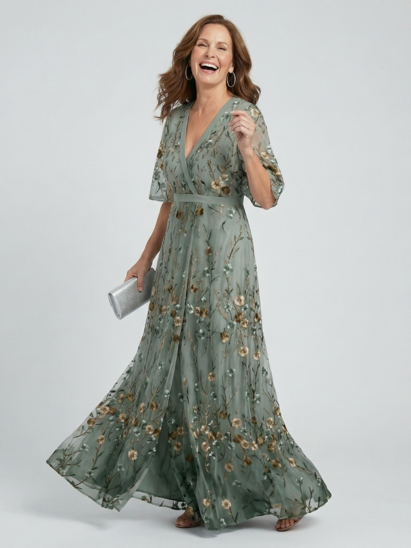 Léontine™ | robe longue à Effet Cache-Cœur