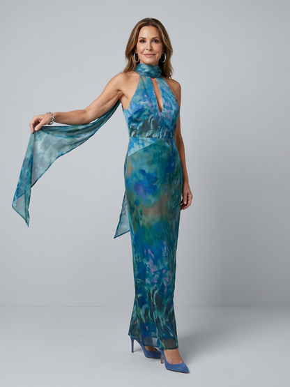Jennifer™ | ROBE MAXI HALTERNECK À OUVERTURE CLÉ