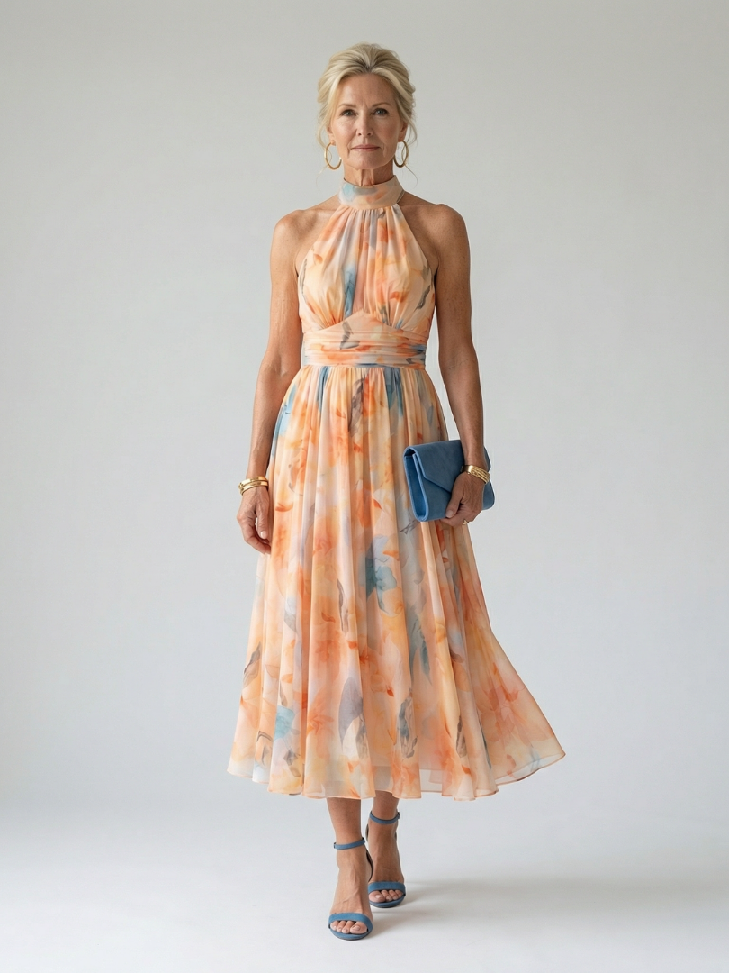 Séverine™ | Robe midi col halter