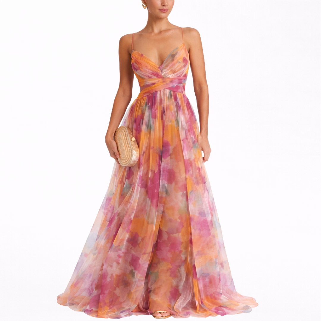 CARMELLA™ | ROBE MAXI FLORALE EN CHIFFON