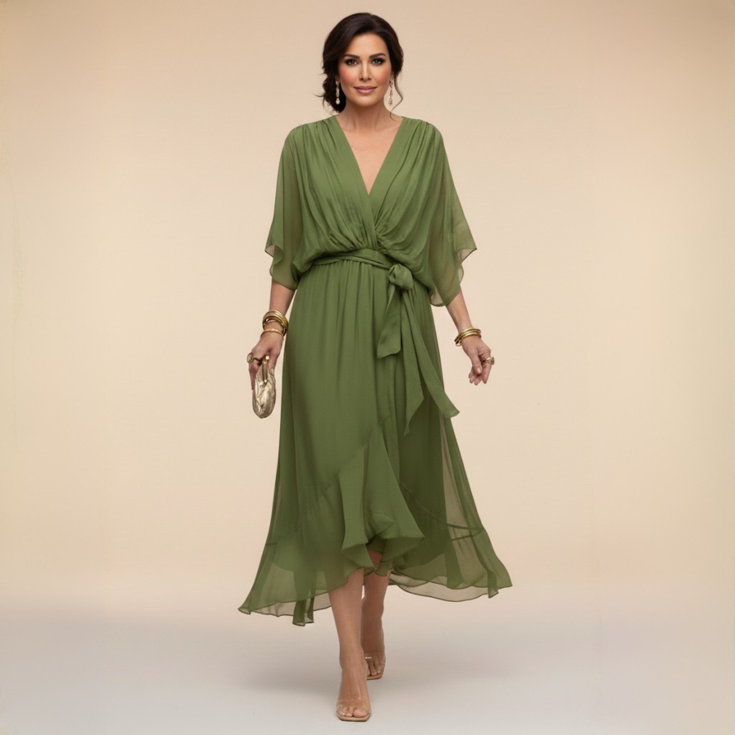 CHRISTA™ | ROBE EN CHIFFON COL V