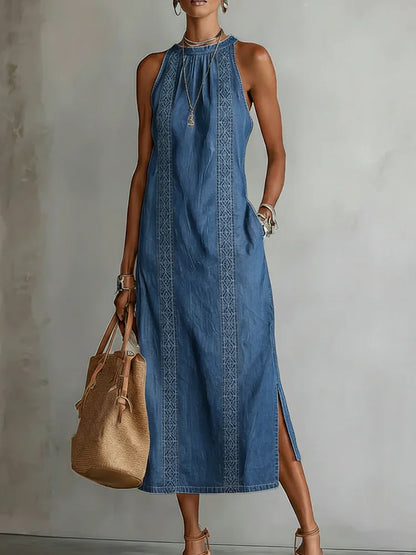 Julia™ | Robe en denim à dentelle rétro