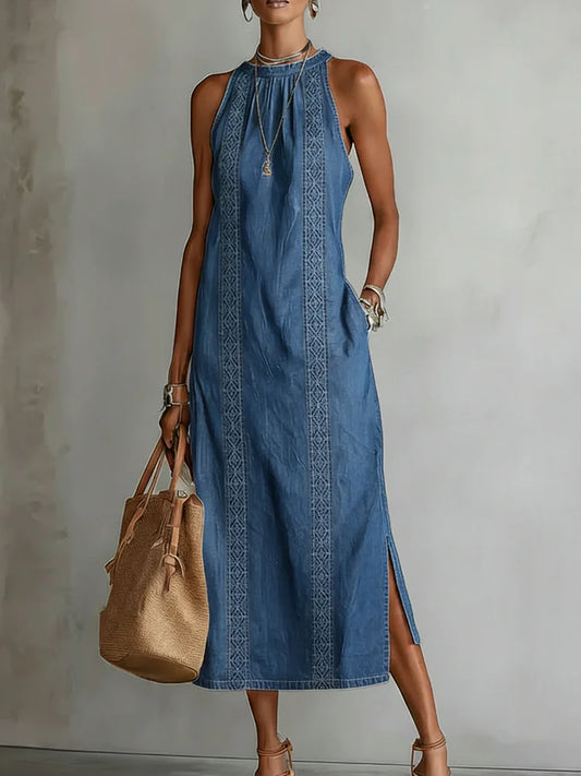 Julia™ | Robe en denim à dentelle rétro