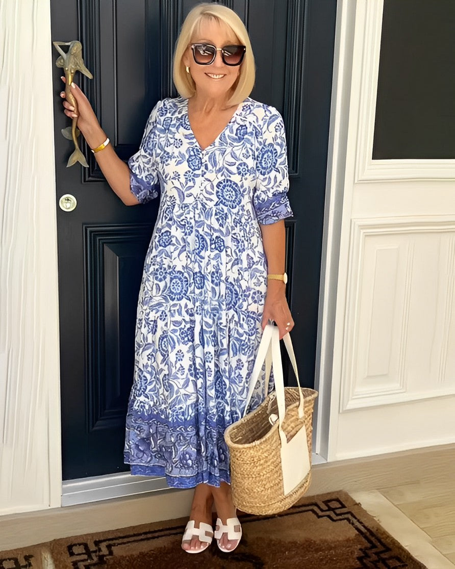 Keisha™ | Robe florale élégante à col en V