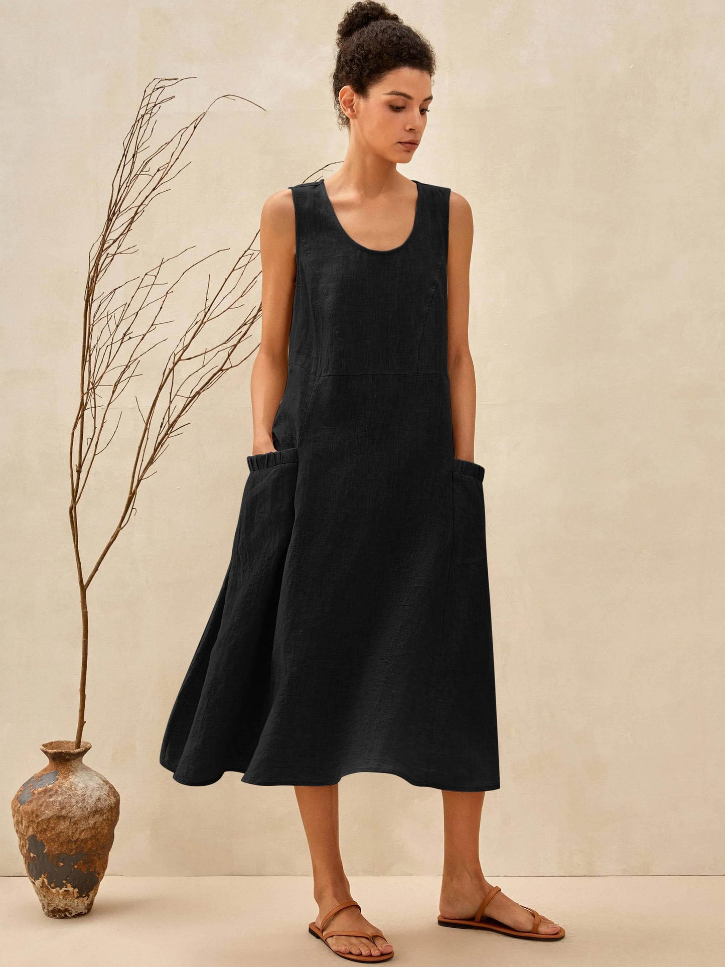 Amandine™ | Robe de plage en lin coupe évasée
