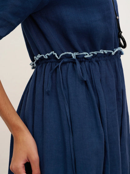 Aurore™ | Robe midi en lin à taille pétale