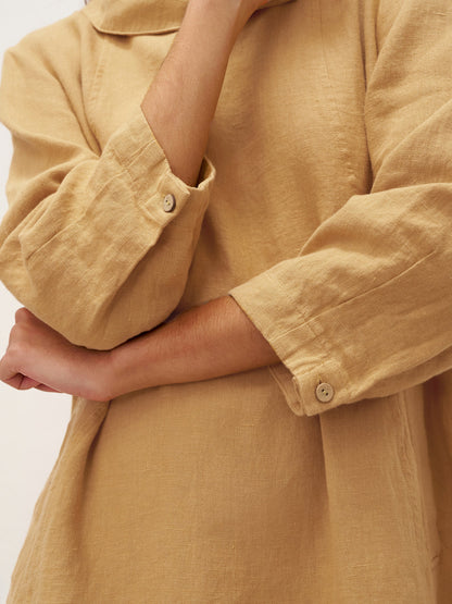 Doriane™ | Midikleid aus Leinen mit weichem Kragen