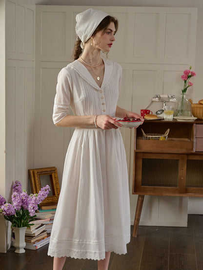 Valentine™ | Robe midi brodée en coton