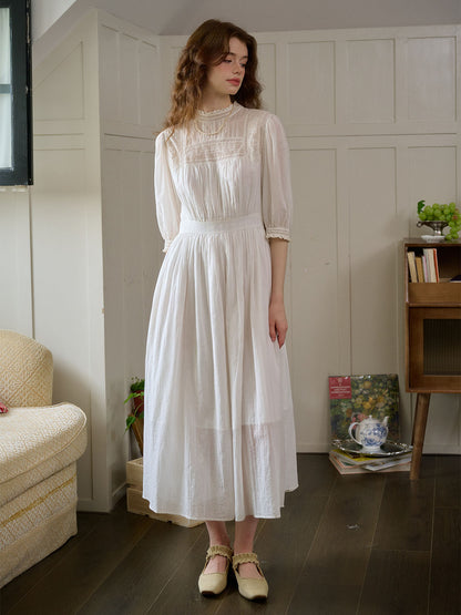Averie™ | Robe en coton blanc avec dentelle