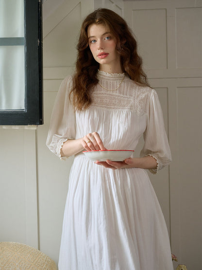 Averie™ | Robe en coton blanc avec dentelle