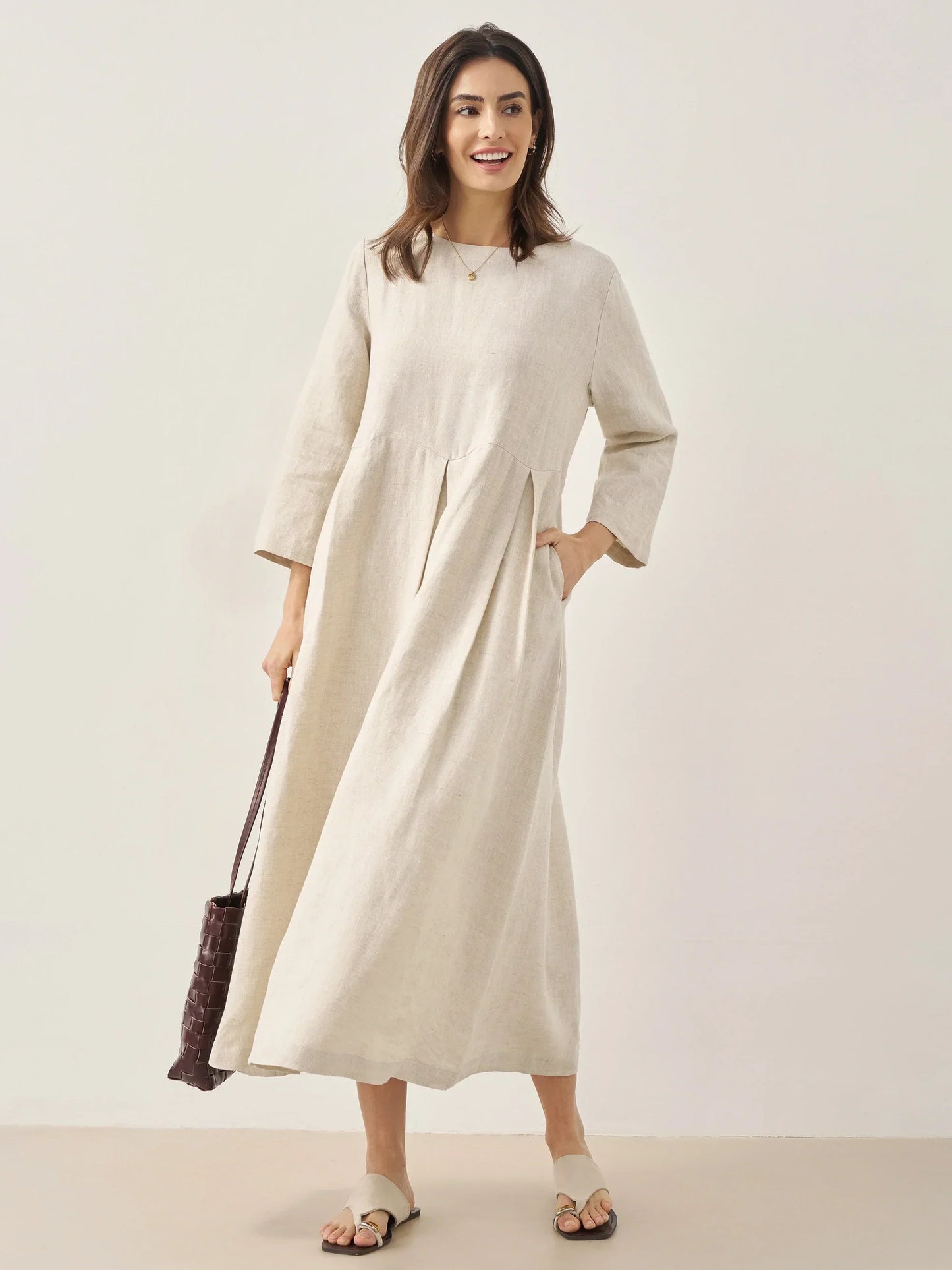 Élise™ | Robe longue en lin à plis