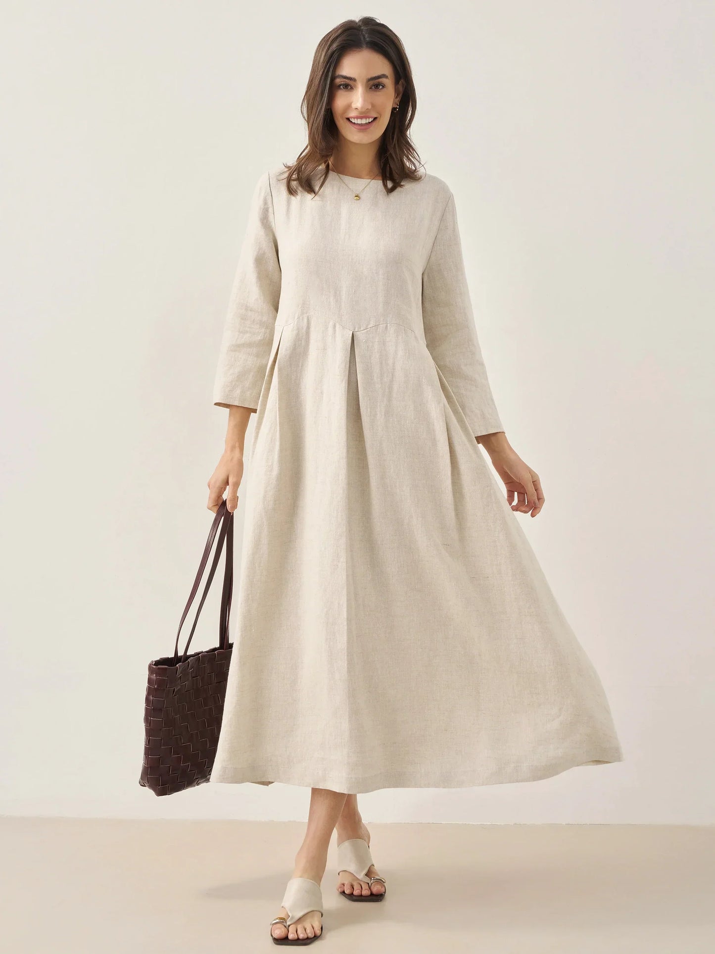Élise™ | Robe longue en lin à plis